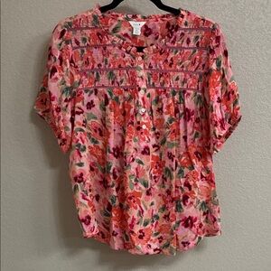 Intro. Pink and Red Floral Blouse